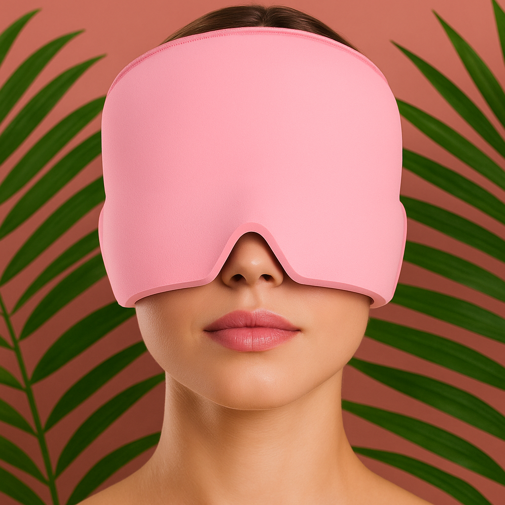 🌙 Migraine & Headache Relief Hat ❄️ Cold Therapy Comfort | 🧊 Ice Pack Head Wrap & 😌 Eye Mask for Migraine, Puffy Eyes & Tension