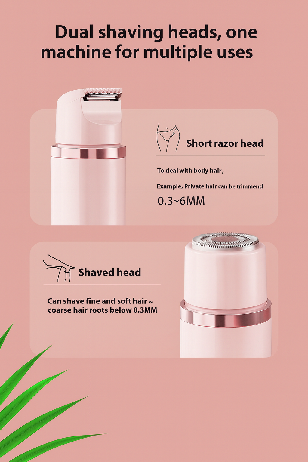 ✨ Painless Dual-Head Electric Shaver – Women’s Epilator & Bikini Trimmer 💖 Smooth Hair Removal for Face, Underarms, Legs & Bikini Line 🌸